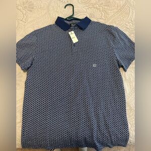 Express Men’s Blue/White Design Polk Shirt Medium NWT